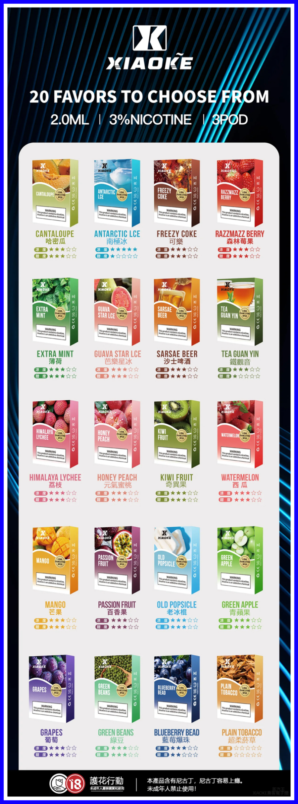 XIAOKE梟客電子煙一代通用煙彈 3顆入【20種口味】