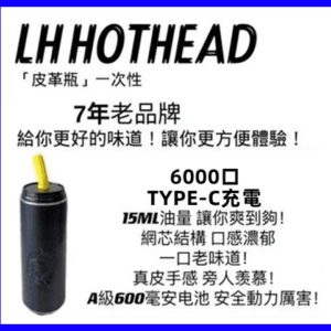 LH HOTHEAD皮革瓶電子煙可充電一次性拋棄式6000口